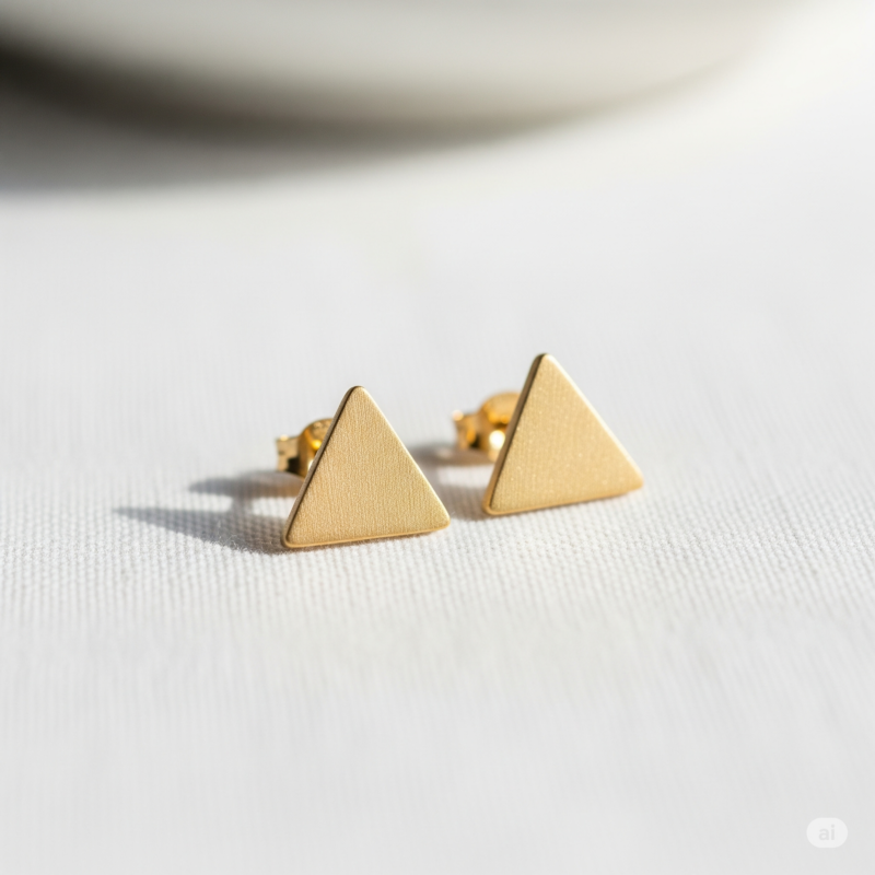 Minimalist geometric triangle stud earrings