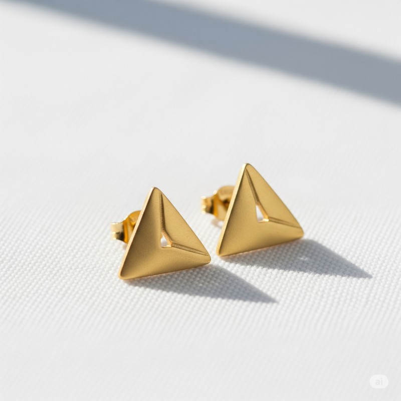 Minimalist geometric triangle stud earrings