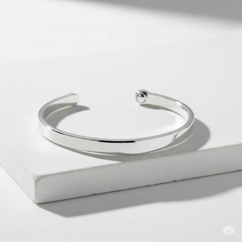 Minimalist silver cuff bracelet