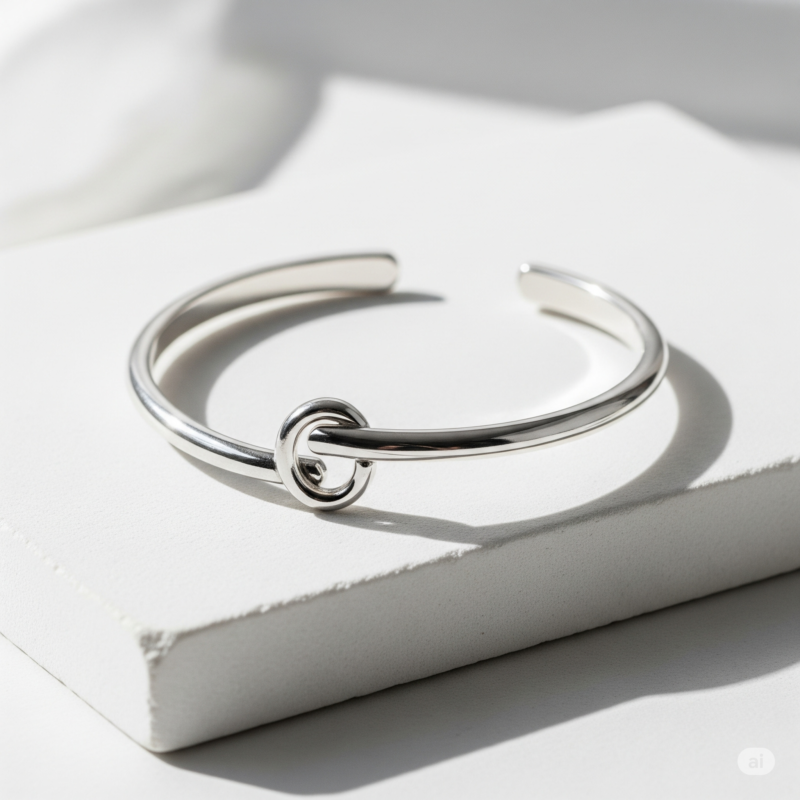 Minimalist silver cuff bracelet